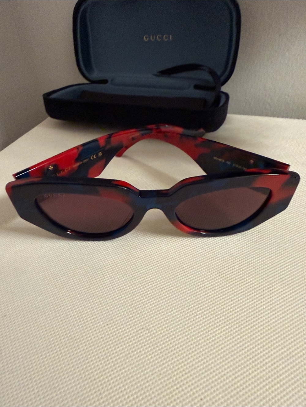 Gucci Multicolor Sunglasses Red Navy Blue Gold GG